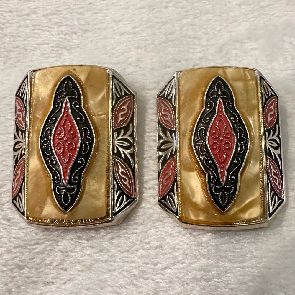 Vintage 1940s West Germany Art Deco  Costume Jewelry Clip-on Earring lightweight